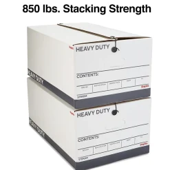 Staples Heavy Duty File Box, String and Button Lid, Legal, White/Gray, 4/Pack (TR59224)