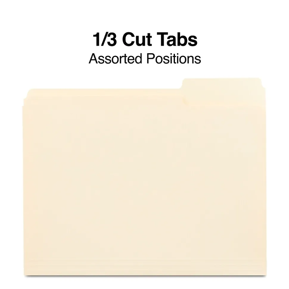Staples Heavy Duty File Folder, 1/3 Cut Tab, Letter Size, Manila, 250/Box (TR56677)