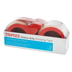 Staples® Heavy Duty Packing Tape with Dispenser, 1.88" x 21.8 yds., Clear, 2/Pack (52531)