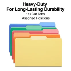 Staples Heavyweight File Folders, 1/3-Cut Tab, Legal Size, Assorted Colors, 50/Box (ST18366-CC)