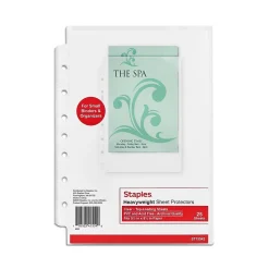 Staples Heavyweight Sheet Protector, 5.5" x 8.5", Clear, 25/Pack (15942)