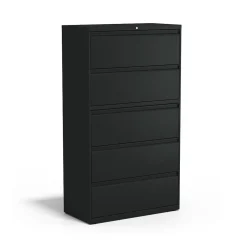 Staples HL8000 Commercial 5-Drawer Lateral File Cabinet, Locking, Letter/Legal, Black, 36"W (21754D)