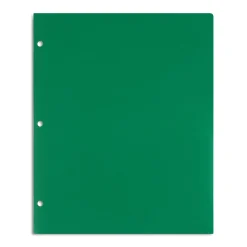 Staples 3-Hole Punched 2-Pocket Plastic Portfolio Folder, Green (ST52806-CC)
