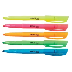 Staples Hype Stick Highlighters, Chisel, Assorted, 5/Pack (29349)