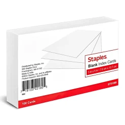 Staples® Index Cards, 3" x 5", White, 100 Cards/Pack (ST51008-CC)