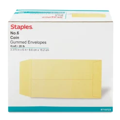 Staples Kraft #6 Coin Envelope, 3 3/8