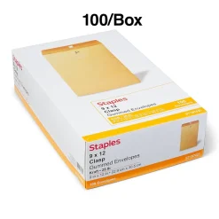 Staples Kraft Clasp & Moistenable Glue Catalog Envelopes, 9