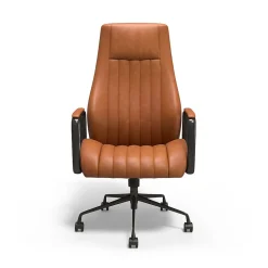 Staples® Laconia Ergonomic Leather Swivel Manager Chair, Brown (HLC-3932)