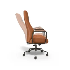Staples® Laconia Ergonomic Leather Swivel Manager Chair, Brown (HLC-3932)