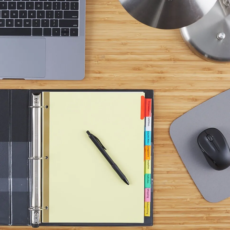 Staples Large Tab Insertable Paper Divider, 8 Tabs, Buff with Assorted-Color Tabs, 1 Set (13487/11111)