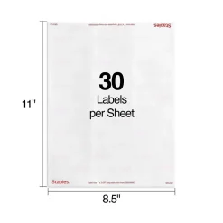 Staples Laser/Inkjet Address Labels, 1 X 2 5/8