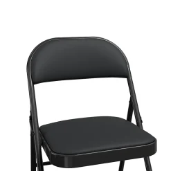 Staples Luxura Faux Leather Folding Chair, Black, 4/Pack (51504)