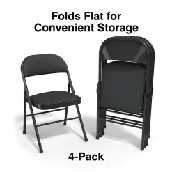 Staples Luxura Faux Leather Folding Chair, Black, 4/Pack (51504)