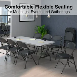 Staples Luxura Faux Leather Folding Chair, Black, 4/Pack (51504)