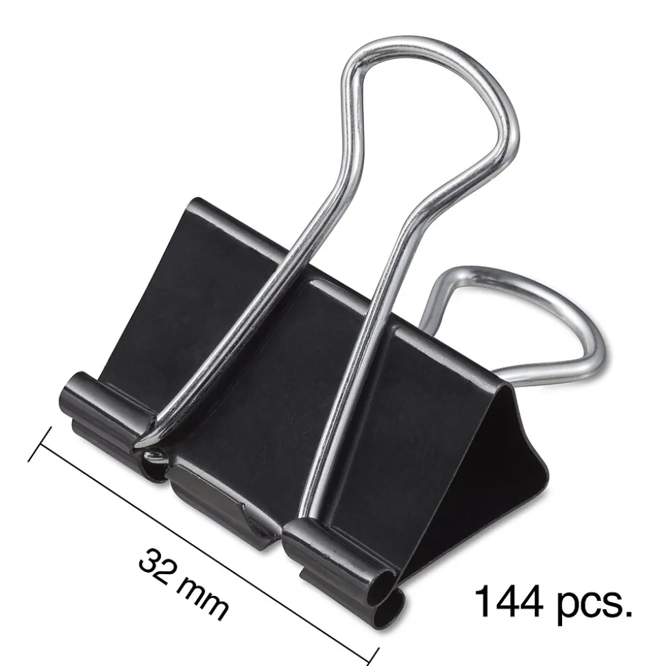 Staples Medium Binder Clips, Medium, Black, 576/Carton (32003)