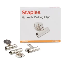 Staples Medium Bulldog Clips, Silver, 12 Clips/Pack (ST17695/17695)