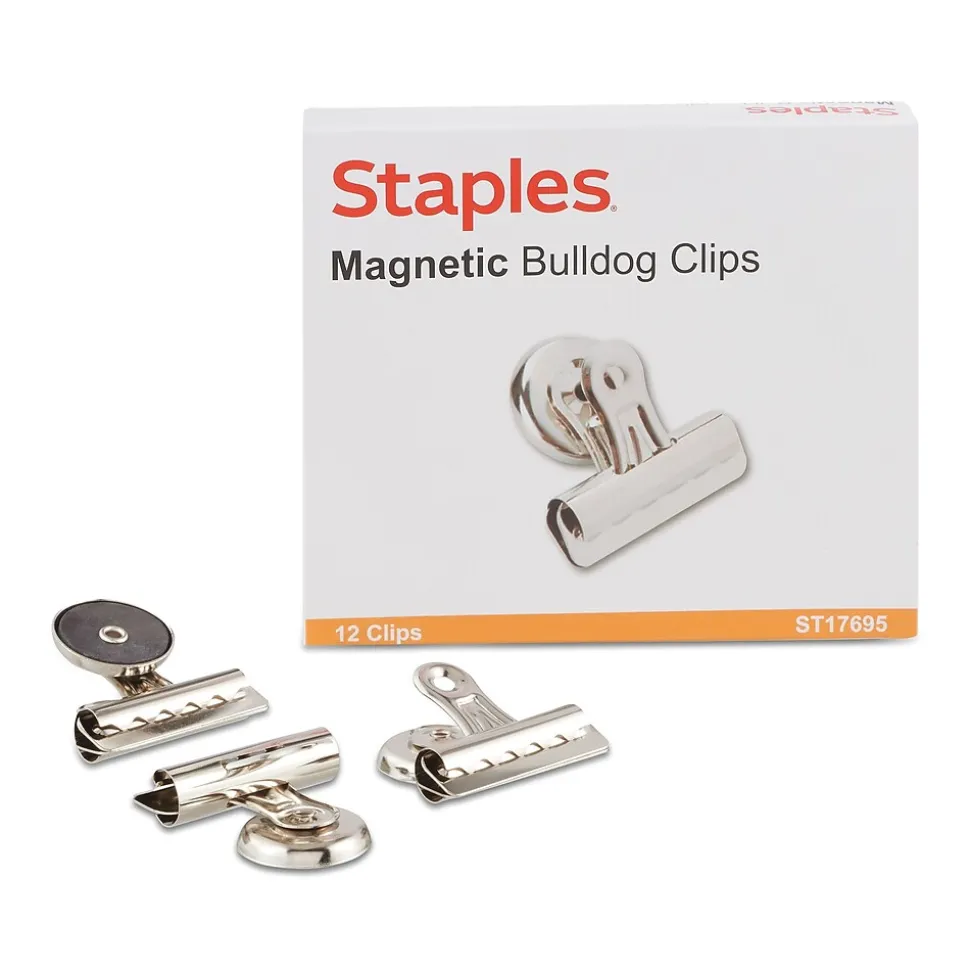 Staples Medium Bulldog Clips, Silver, 12 Clips/Pack (ST17695/17695)