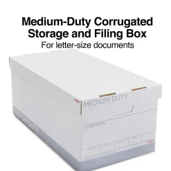 Staples Medium Duty 60% Recycled EZ Fold Corrugated File Box Lift Off Lid, Letter Size, White/Gray, 12/Carton (2489403)