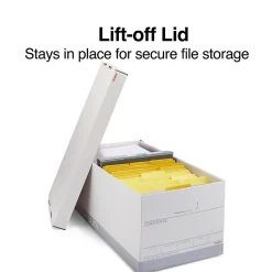 Staples Medium Duty 60% Recycled EZ Fold Corrugated File Box Lift Off Lid, Letter Size, White/Gray, 12/Carton (2489403)