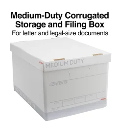 Staples Medium Duty File Box, Lift Off Lid, Letter/Legal, White (50141)