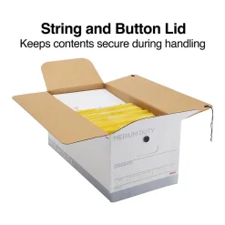 Staples Medium Duty File Box, String and Button Lid, Letter, White/Gray, 12/Case (TR59221)