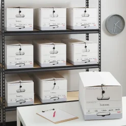 Staples Medium Duty File Box, String and Button Lid, Letter, White/Gray, 12/Case (TR59221)