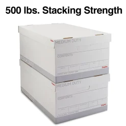 Staples Medium Duty File Box, Lift Off Lid, Legal, White/Gray, 4/Carton (TR59216)