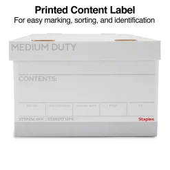 Staples Medium Duty File Box, Lift Off Lid, Legal, White/Gray, 4/Carton (TR59216)