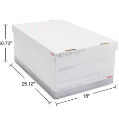 Staples Medium Duty File Box, Lift Off Lid, Legal, White/Gray, 4/Carton (TR59216)