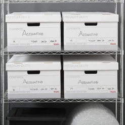 Staples Medium Duty File Box, Lift Off Lid, Legal, White/Gray, 4/Carton (TR59216)