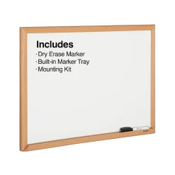 Staples Melamine Dry-Erase Whiteboard, MDF Frame, 2' x 1.5' (50069)