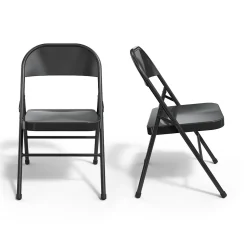Staples® Metal Office Stacking & Folding Chair, Black, 4/Pack (51501)