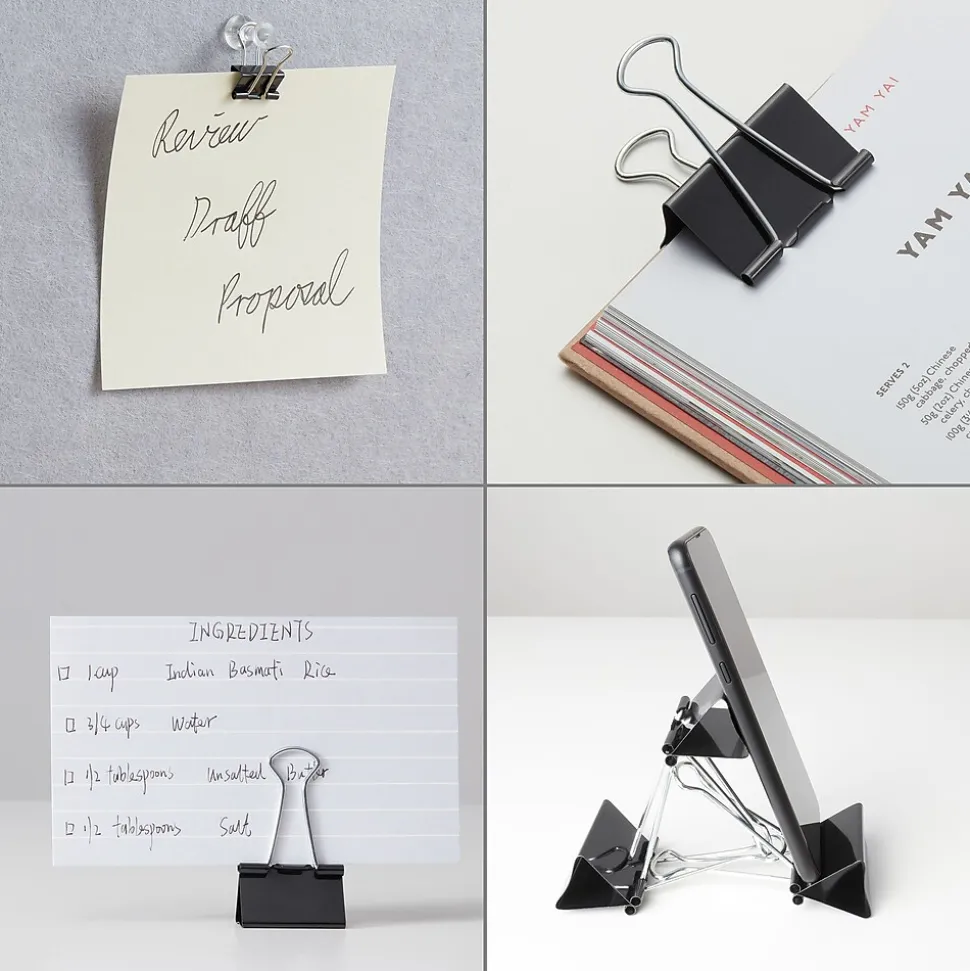 Staples Micro Binder Clips, 0.13" Capacity, Black, 100 Clips/Pack (ST15340/15340)