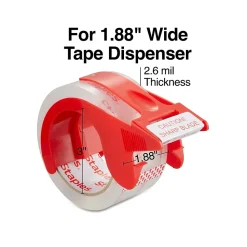 Staples® Moving & Storage Packing Tape with Dispenser, 1.88" x 54.6 Yds, Clear, 4/Rolls (31687)