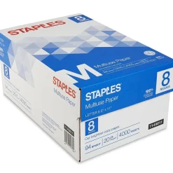 Staples Multiuse Copy Paper, 8.5" x 11", 20 lbs., 94 Brightness, 500 Sheets/Ream, 8 Reams/Carton (26860-CC)