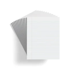 Staples Notepad, 8.5" x 11" (US letter), Wide Ruled, White, 50 Sheets/Pad, Dozen Pads/Pack, 6 Packs/Case (TR57334CT)