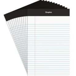 Staples Notepads, 5" x 8", Narrow Ruled, White, 50 Sheets/Pad, Dozen (ST57338)