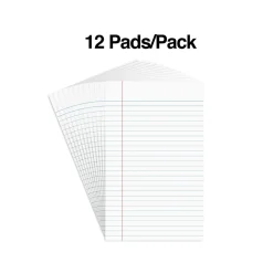 Staples Notepads, 5" x 8", Narrow Ruled, White, 50 Sheets/Pad, Dozen Pads/Pack (ST57330)