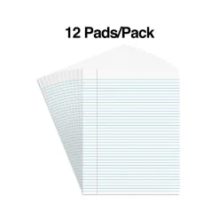 Staples Notepads, 8.5" x 11" (US letter), Narrow Ruled, White, 50 Sheets/Pad, Dozen Pads/Pack (ST57420)