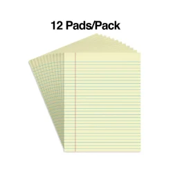 Staples Notepads, 8.5" x 11", Wide Ruled, Canary, 50 Sheets/Pad, Dozen Pads/Pack (ST57295)