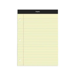Staples Notepads, 8.5" x 11.75", Wide Ruled, Canary, 100 Sheets/Pad, 6 Pads/Pack (ST57349)