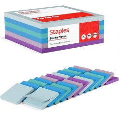 Staples Notes, 3" x 3", Marina Collection, 100 Sheet/Pad, 24 Pads/Pack (S-33WC24)