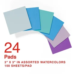 Staples Notes, 3" x 3", Marina Collection, 100 Sheet/Pad, 24 Pads/Pack (S-33WC24)