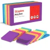 Staples Notes, 3" x 3", Sorbet Collection, 100 Sheet/Pad, 12 Pads/Pack (S-33BO12/52566)