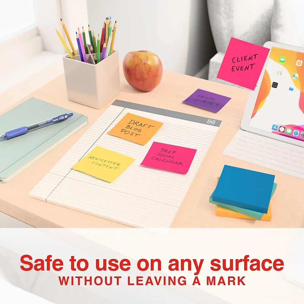 Staples Notes, 3" x 3", Sorbet Collection, 100 Sheet/Pad, 12 Pads/Pack (S-33BO12/52566)