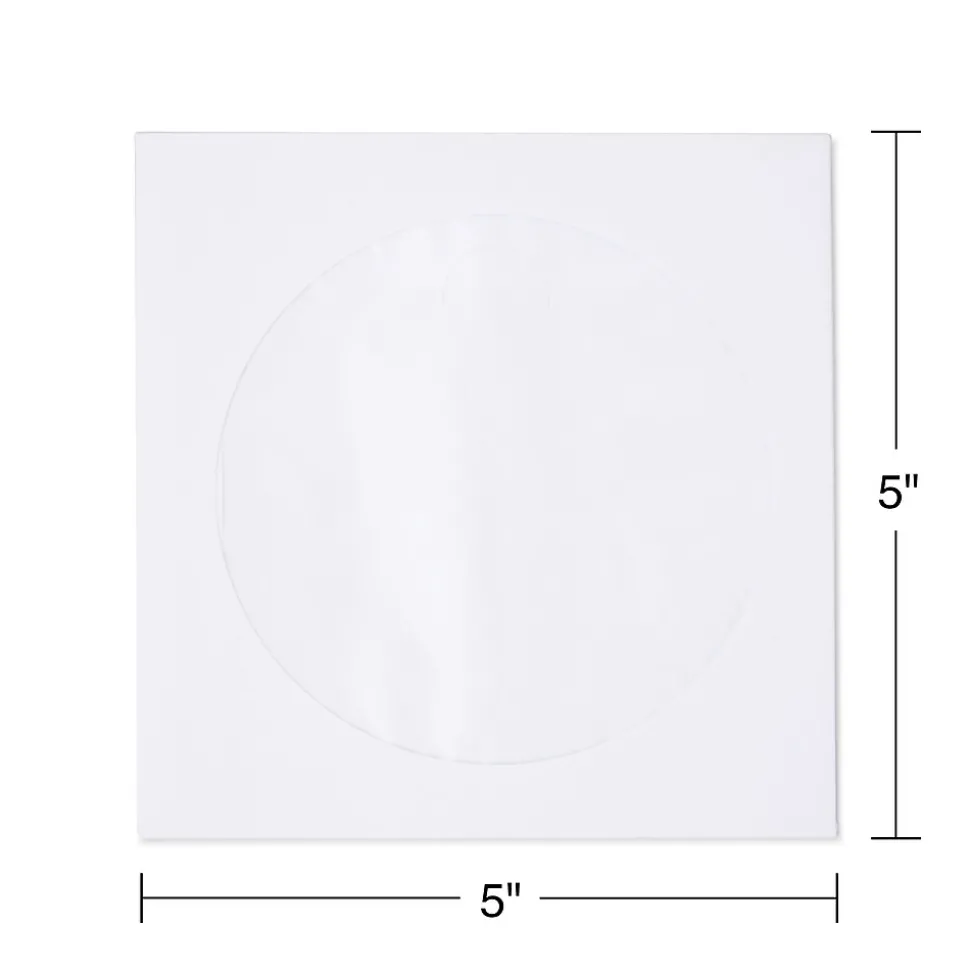 Staples Open End CD/DVD Envelopes, 5" x 5", White, 50/Box (12257)