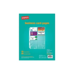 Staples Pages, Clear, 20 Card Capacity, 10/Pack (15934)