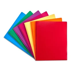 Staples 2-Pocket Plastic Presentation Folder with Fasteners, Assorted (ST55096-CC)