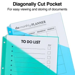 Staples Poly Binder Pocket, 3-Hole Punched, Assorted Colors, 5/Pack (ST15158-CC)