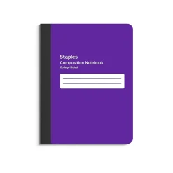 Staples® Poly Composition Notebook, 7.5" x 9.75", College Ruled, 80 Sheets, Purple (ST55078)